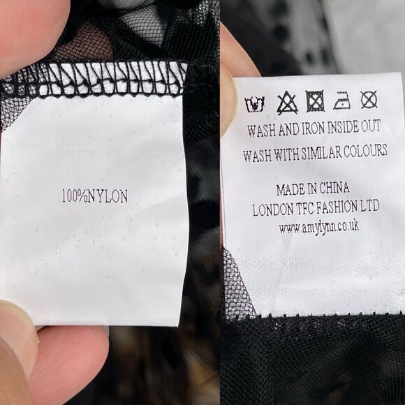 Amy Lynn Dover Tiered Mesh Dress in black with a polka dress size Small - Picture 11 of 13